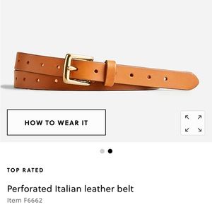 J Crew Perforated Italian leather belt, Cedar / Tan, XS/S